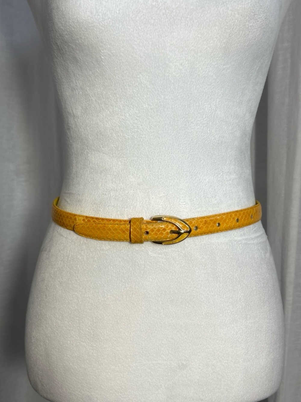 Vintage Yellow Genuine Snakeskin Belt